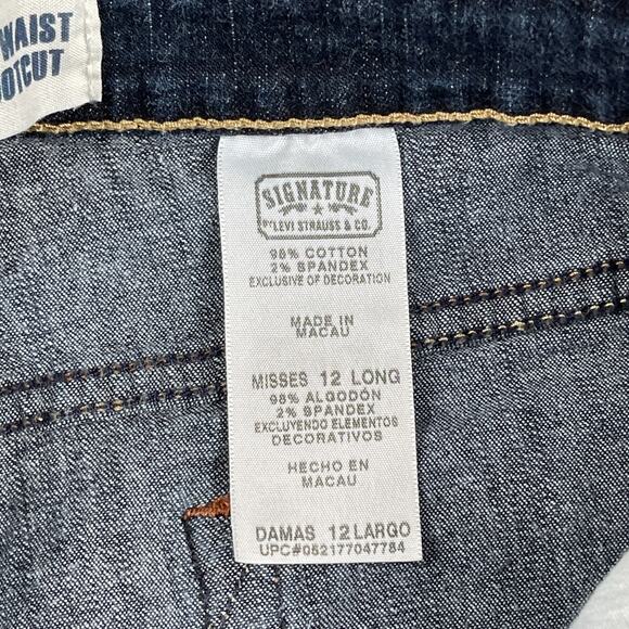 Levis Strauss Signature At Waist Bootcut Jeans Womens 12 Long Dark Wash - Picture 6 of 12
